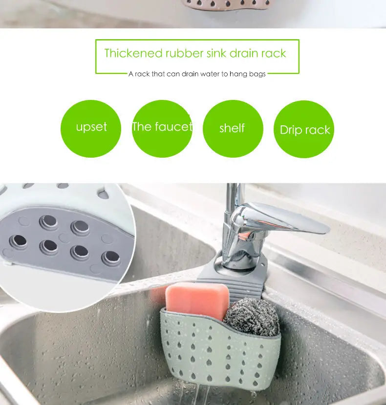 Kitchen Utensils Sink Drain Basket and Sponge Holder