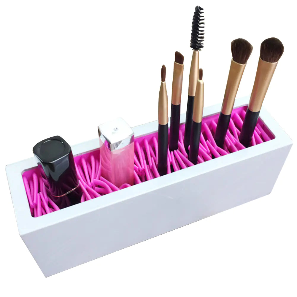 Silicone Makeup Brush Organizer and Desk Storage Box