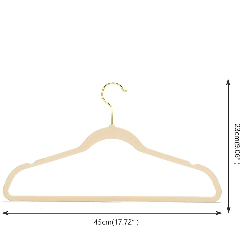 45CM Seamless Flocking Golden Magic Hanger for Wardrobe