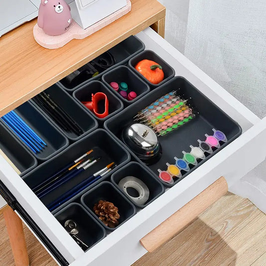 8pcs Interlocking Desk Drawer Organizer Storage Bins