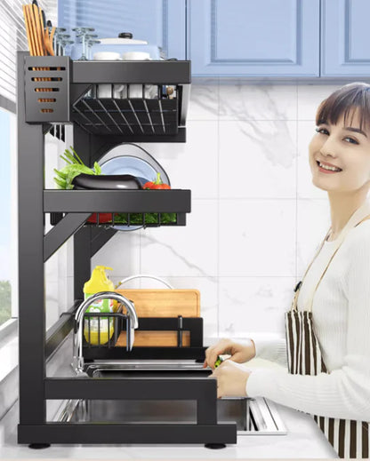 Retractable Storage Rack for Sink Dish Drain