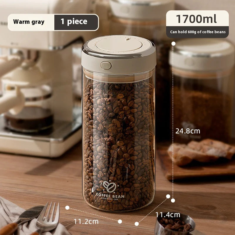 Vacuum-Sealed Coffee Bean Storage Canister – Airtight Freshness Keeper