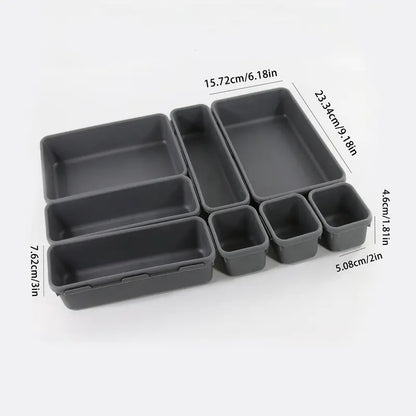 8pcs Interlocking Desk Drawer Organizer Storage Bins