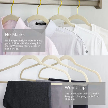 45CM Seamless Flocking Golden Magic Hanger for Wardrobe