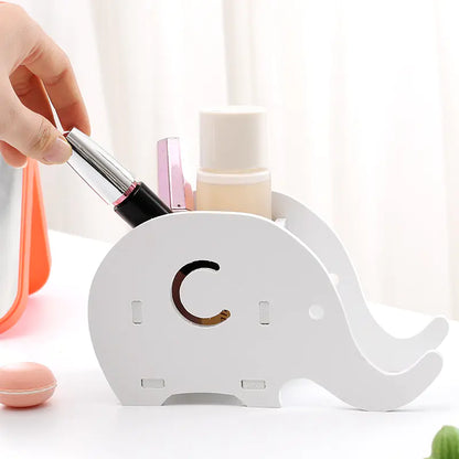 Creative Minimalist Wooden Desk Organizer with Elephant Stand
