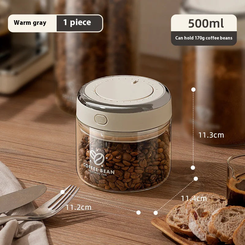 Vacuum-Sealed Coffee Bean Storage Canister – Airtight Freshness Keeper