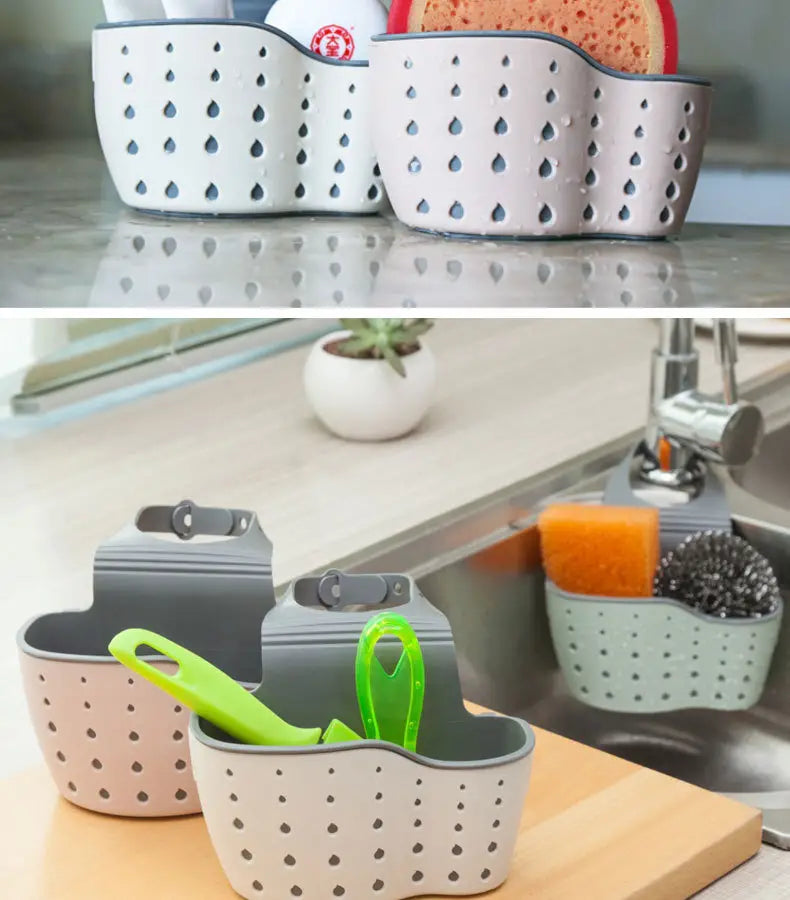 Kitchen Utensils Sink Drain Basket and Sponge Holder